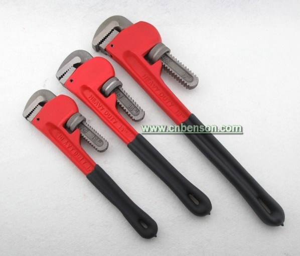 Adjustable Rubber Handle Forged High Quality Heavy Duty Pipe Wrench